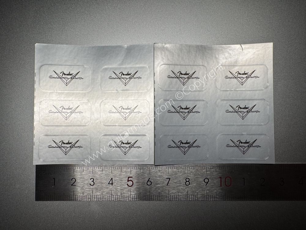 SHIP FROM CHINA !! SILVER FENDER CUSTOM SHOP PVC GUITARS Guitar VINLY Neck Headstock Decals Stickers