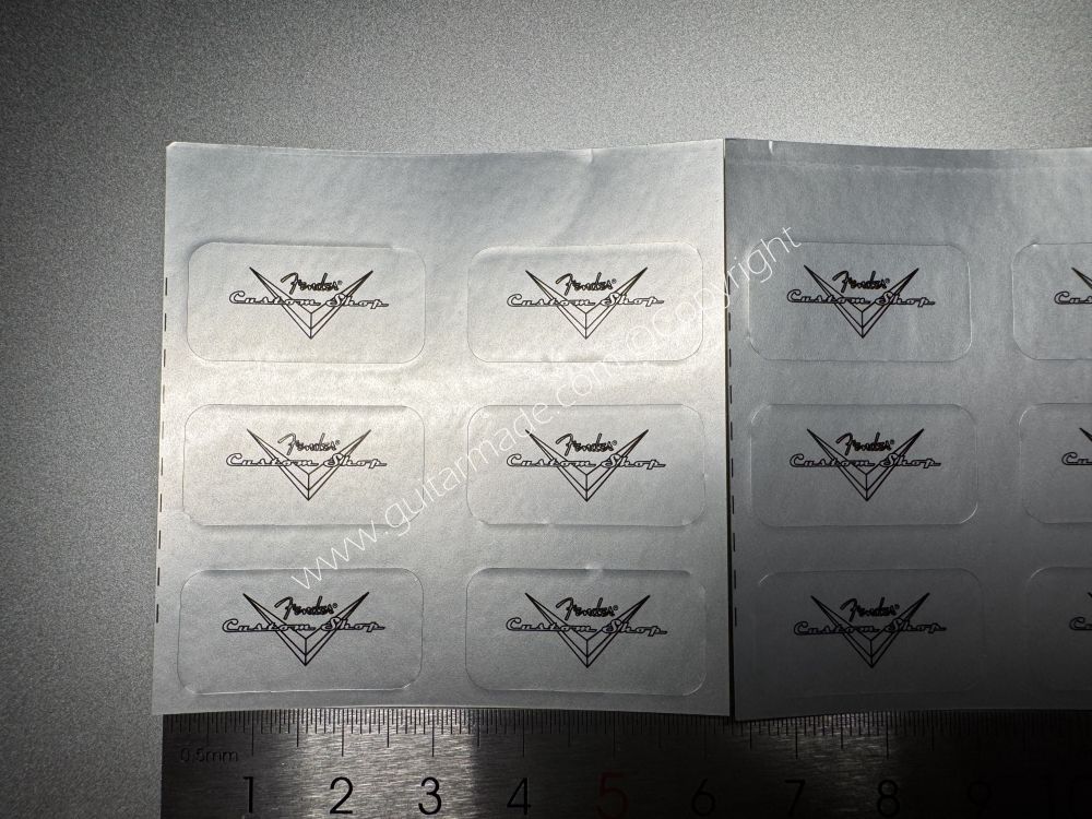 SHIP FROM CHINA !! SILVER FENDER CUSTOM SHOP PVC GUITARS Guitar VINLY Neck Headstock Decals Stickers