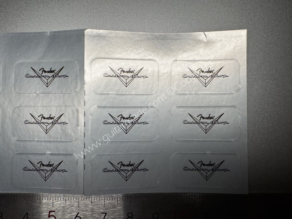 SHIP FROM CHINA !! SILVER FENDER CUSTOM SHOP PVC GUITARS Guitar VINLY Neck Headstock Decals Stickers