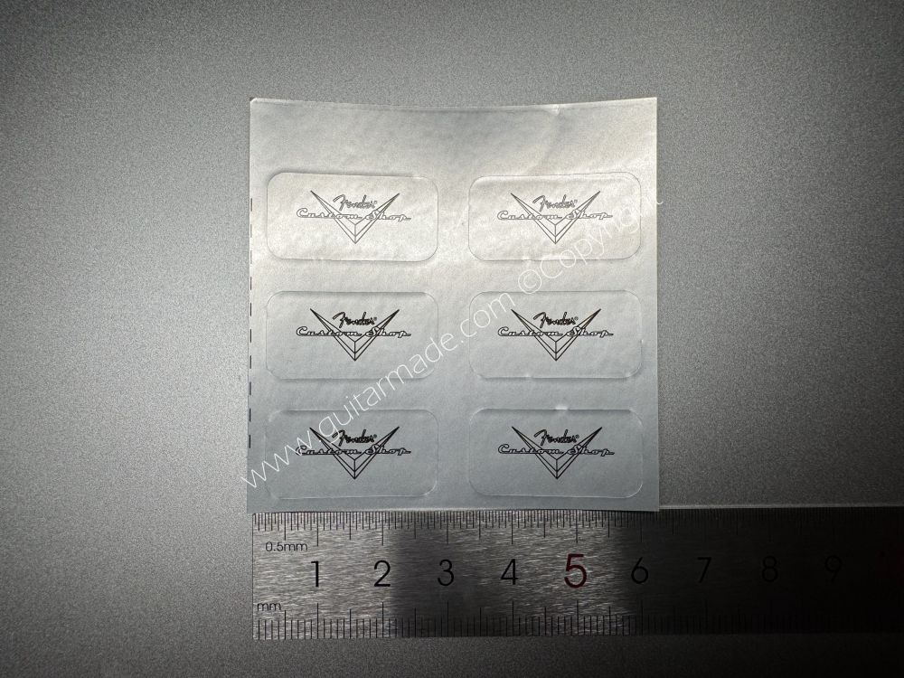 SHIP FROM CHINA !! SILVER FENDER CUSTOM SHOP PVC GUITARS Guitar VINLY Neck Headstock Decals Stickers