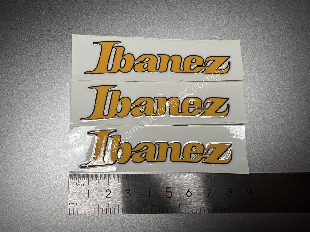 SHIP FROM CHINA !! YELLOW lBANEZ GUITARS Guitar VINLY UV Neck Headstock Decals Stickers