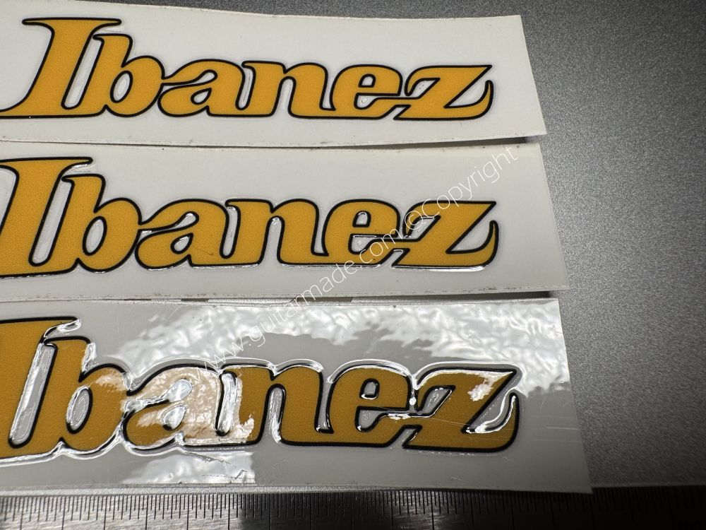 SHIP FROM CHINA !! YELLOW lBANEZ GUITARS Guitar VINLY UV Neck Headstock Decals Stickers