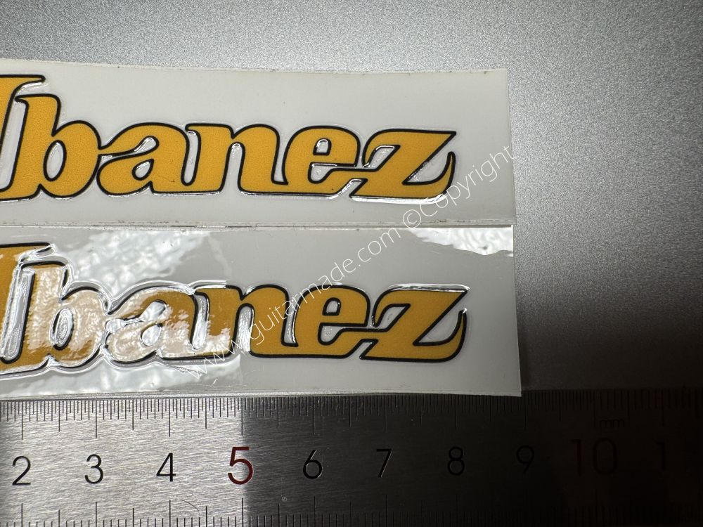 SHIP FROM CHINA !! YELLOW lBANEZ GUITARS Guitar VINLY UV Neck Headstock Decals Stickers