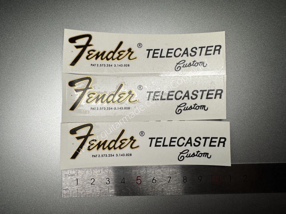 SHIP FROM CHINA !! FENDER CUSTOM TELECASTER BASS Guitar Metallic ink Neck Headstock Decals Sticker 028