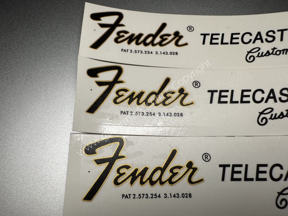 SHIP FROM CHINA !! FENDER CUSTOM TELECASTER BASS Guitar Metallic ink Neck Headstock Decals Sticker 028