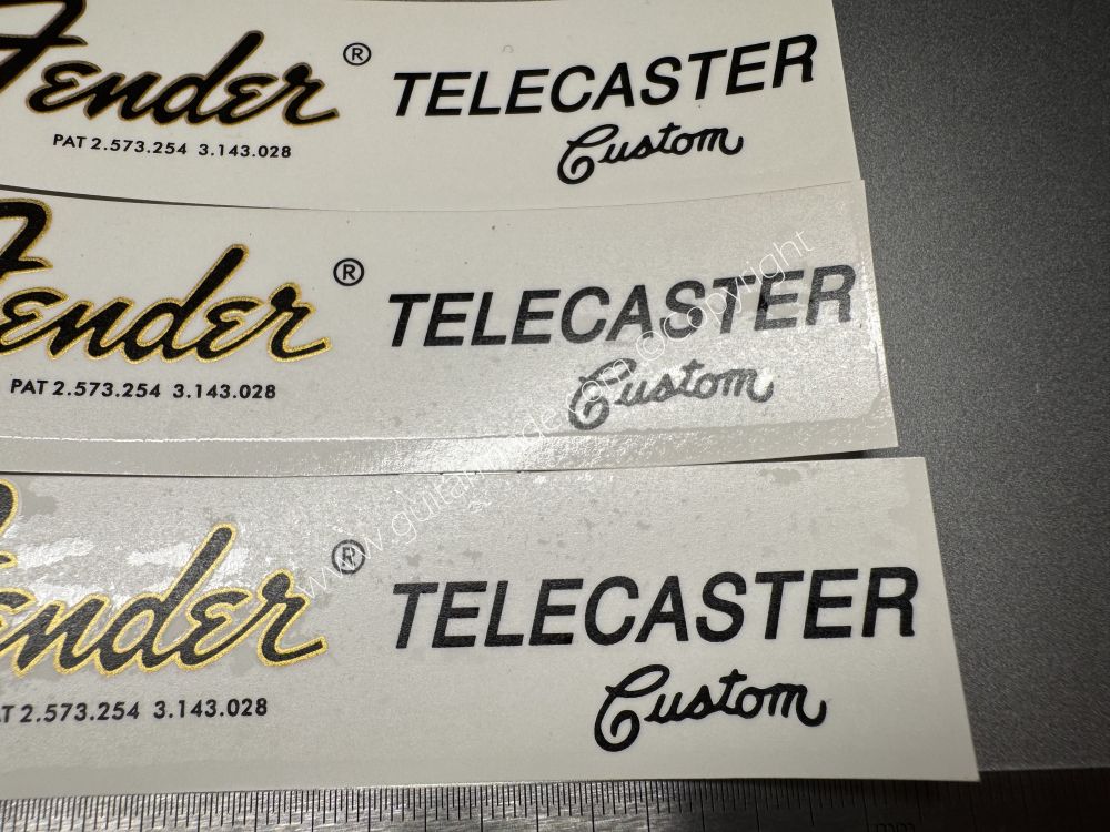 SHIP FROM CHINA !! FENDER CUSTOM TELECASTER BASS Guitar Metallic ink Neck Headstock Decals Sticker 028