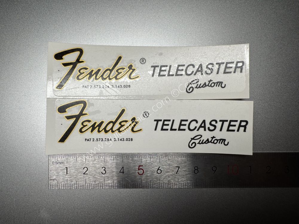 SHIP FROM CHINA !! FENDER CUSTOM TELECASTER BASS Guitar Metallic ink Neck Headstock Decals Sticker 028