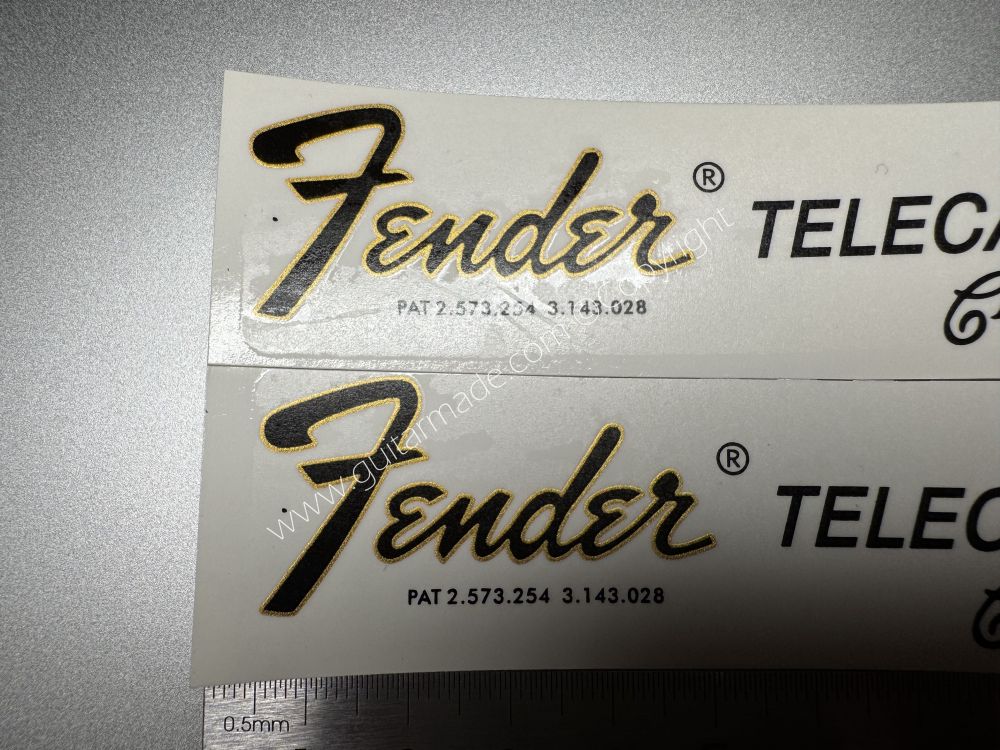 SHIP FROM CHINA !! FENDER CUSTOM TELECASTER BASS Guitar Metallic ink Neck Headstock Decals Sticker 028