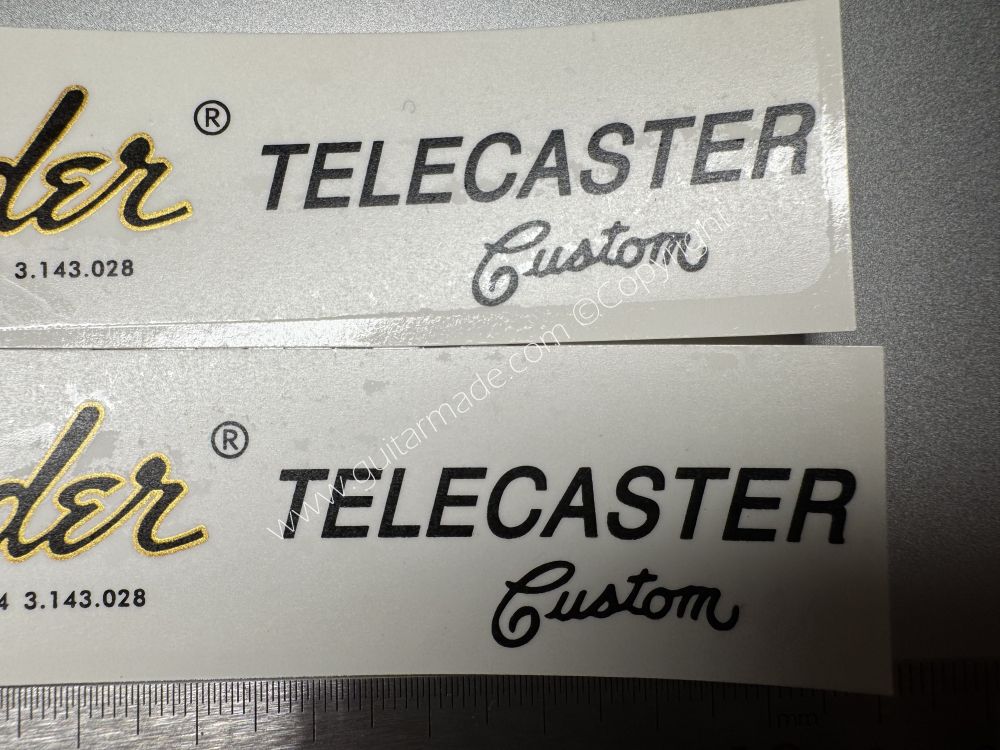 SHIP FROM CHINA !! FENDER CUSTOM TELECASTER BASS Guitar Metallic ink Neck Headstock Decals Sticker 028