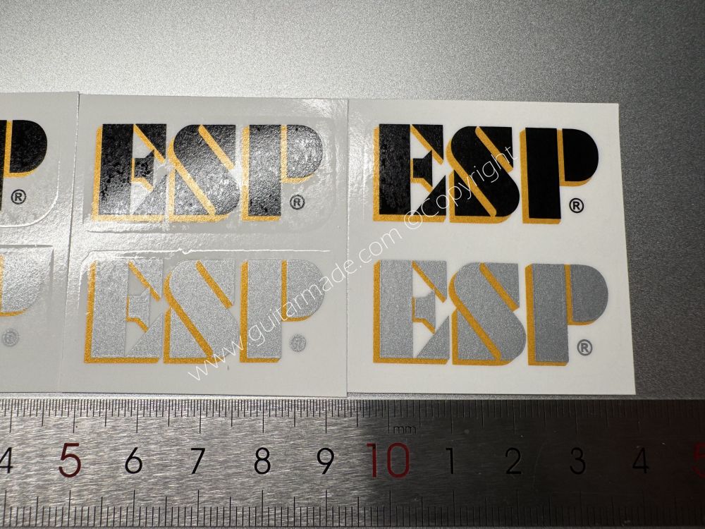 SHIP FROM CHINA !! BLACK+GOLD ESP GUITARS Guitar Waterslide Neck Headstock Decals Stickers