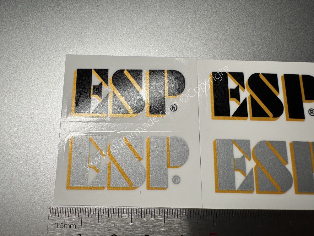 SHIP FROM CHINA !! BLACK+GOLD ESP GUITARS Guitar Waterslide Neck Headstock Decals Stickers