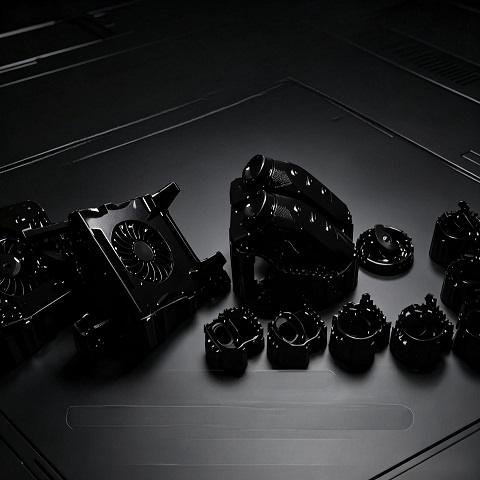 Printing of black resin components.