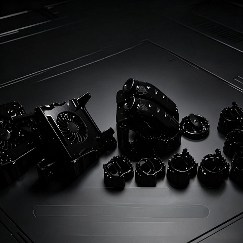 Printing of black resin components.