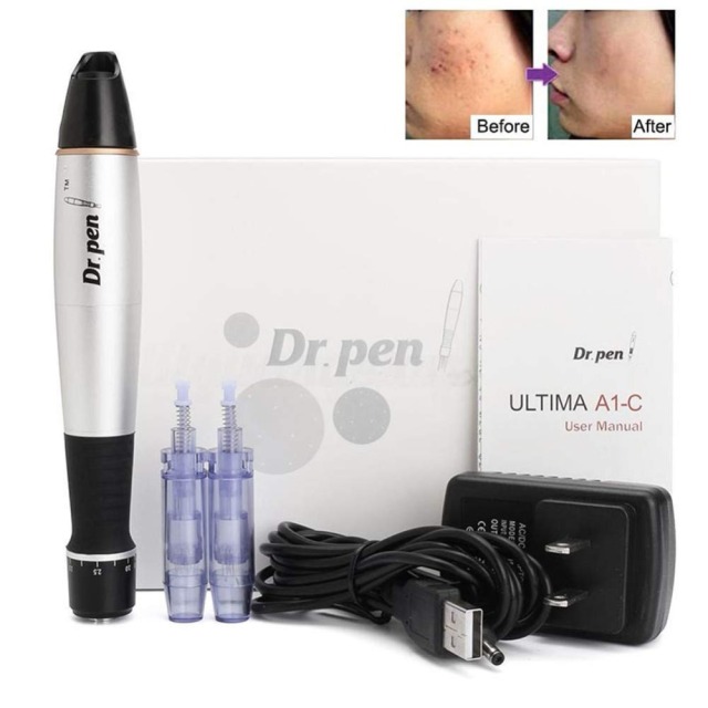 Dr.Pen Ultima A1-C with 2pcs 12pin Needle Cartridges Skin Care Tools Nano 3D Silicon Microneedling Derma Pen Machine Mesotherapy