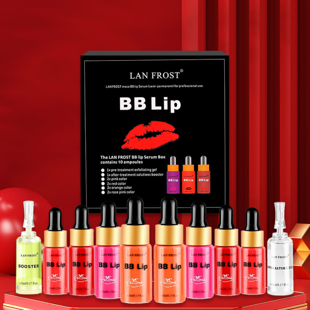 LAN FROST BB Lips Serum Kit Lip Gloss BB Cream Pigment Set for Lip Coloring Moisturizing Plumping