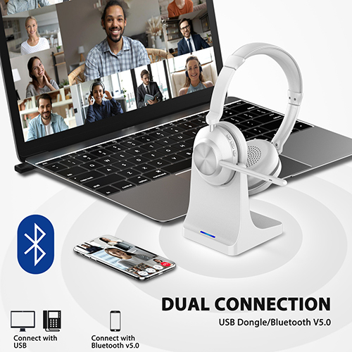 Bluetooth Wireless Headset with Dual Connection