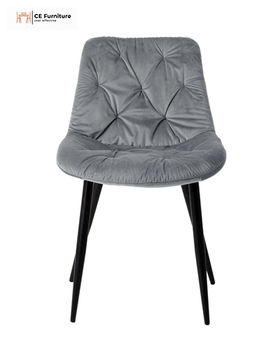 Grey Tufted Velvet Dining Chair