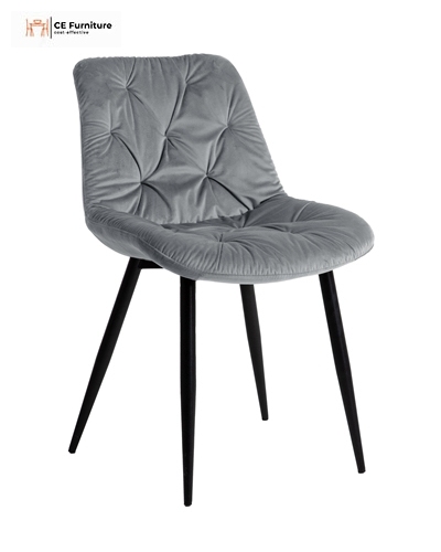 Grey Tufted Velvet Dining Chair