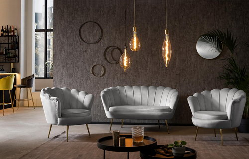 Grey Velvet Loveseat