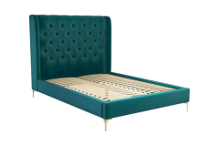 Pink Velvet Tufted Bed