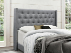 Grey Upholstered Tufted Bed