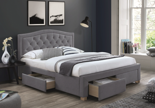 Velvet Tufted Bed with Storage