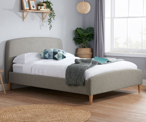 Brown fabric Double Bed