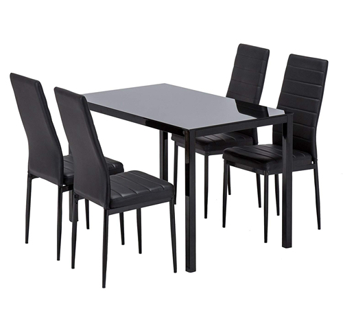 black glass dining table set for 6