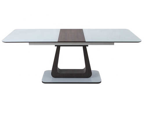 wood and white extendable dining table
