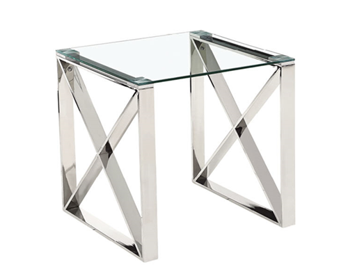 Polished Stainless Steel End Table