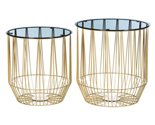 Gold Glass Coffee Table Set