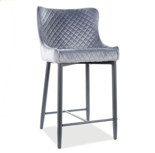 Gray Upholstered Counter Stool