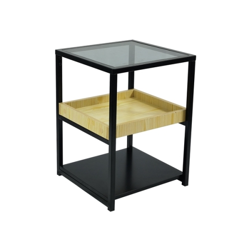 Glass Side Table with Shelf