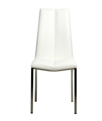 Chrome Legs White Dining Chair