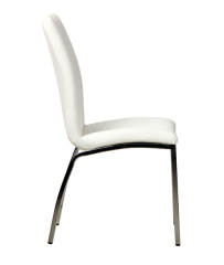 Chrome Legs White Dining Chair