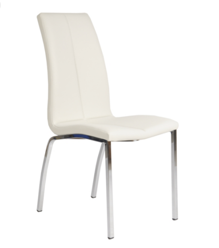 Chrome Legs White Dining Chair