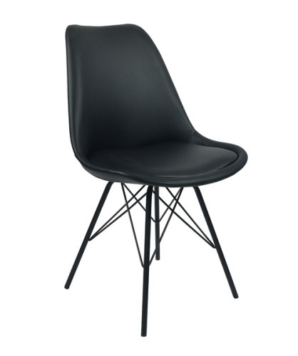 Black Pu Cushion Plastic Chair