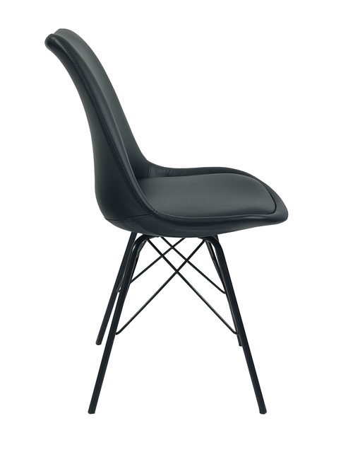 Black Pu Cushion Plastic Chair