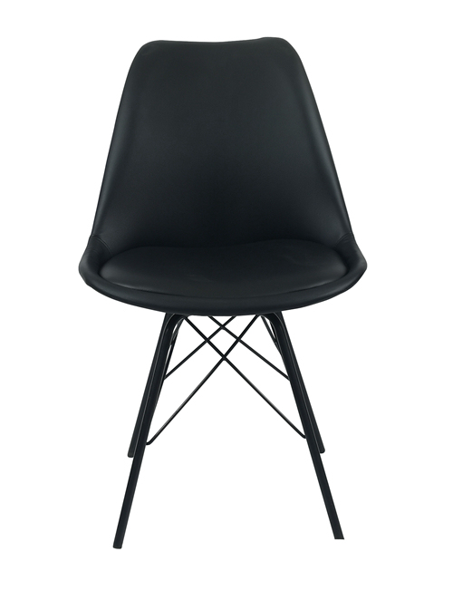 Black Pu Cushion Plastic Chair