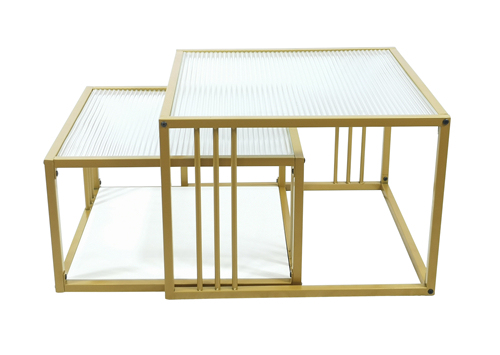 Gold Frame Glass Nesting Table