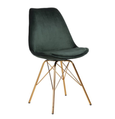 Green Velvet Upholstery Plastic Chair