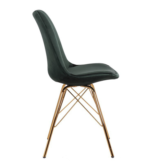 Green Velvet Upholstery Plastic Chair