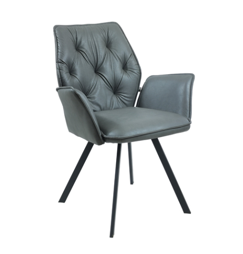 Black Pu Leather Swivel Dining Chair