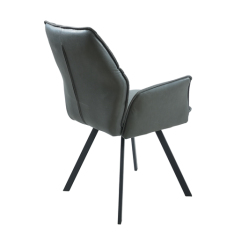 Black Pu Leather Swivel Dining Chair