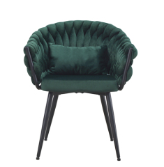 Green Woven Upholstered Dining Chair