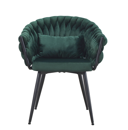 Green Woven Upholstered Dining Chair