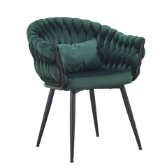 Green Woven Upholstered Dining Chair