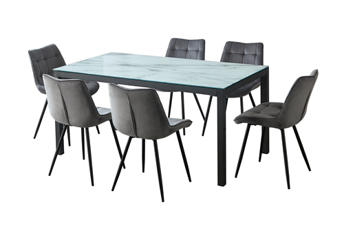 White Marble Dining Table and 6 Chairs