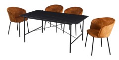 Black Marble Dining Table Set
