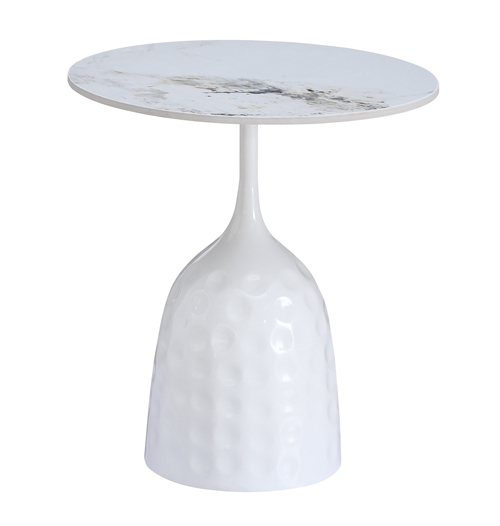 White Marble Sintered Stone End Table